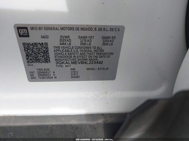 3GKALMEV8NL223442 GMC Terrain Fwd Sle