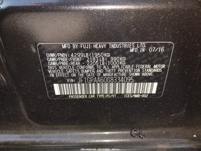 Subaru Impreza 2.0i 2016 JF1GPAA60G8334095 Image 9