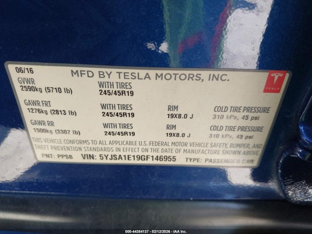 2016 TESLA MODEL S 5YJSA1E19GF146955 Photo 8