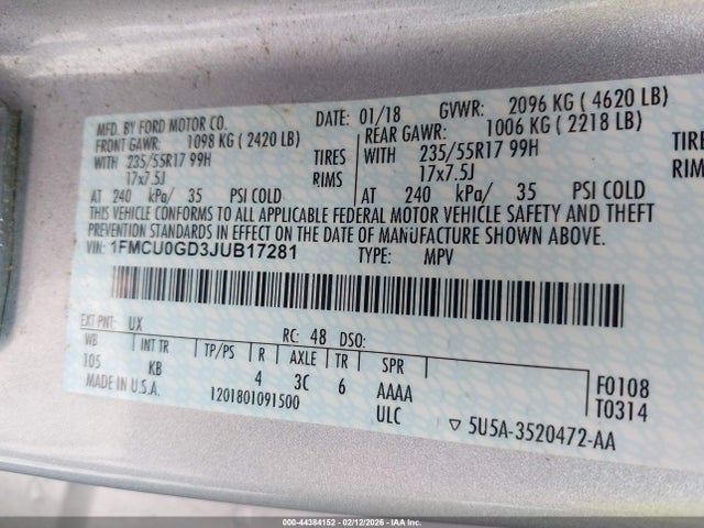 2018 FORD ESCAPE 1FMCU0GD3JUB17281 Photo 8