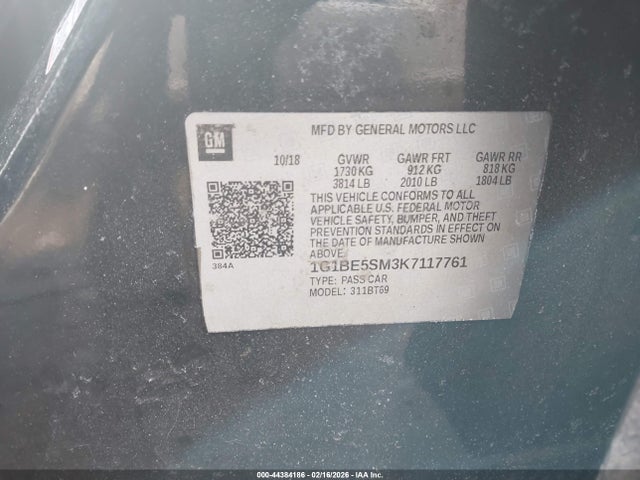 2019 CHEVROLET CRUZE 1G1BE5SM3K7117761 Photo 8