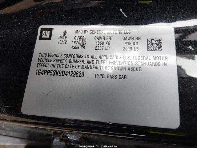 Продажа на аукционе авто 2013 Buick Verano, vin: 1G4PP5SK9D4129628, номер лота: 44384204
