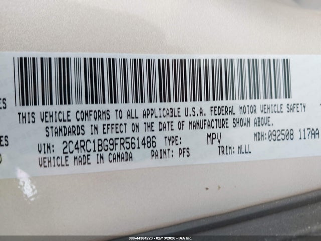 Продажа на аукционе авто 2015 Chrysler Town & Country Touring, vin: 2C4RC1BG9FR561486, номер лота: 44384223