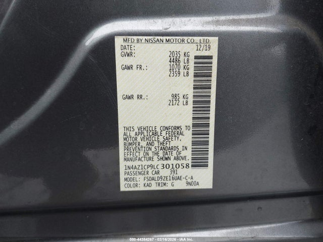 1N4AZ1CP9LC301058 Nissan Leaf Sv 40 Kwh