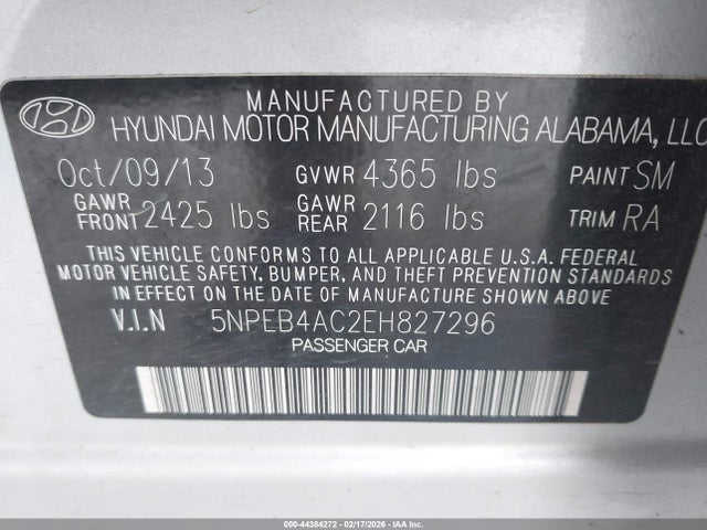 Hyundai SONATA GLS 2014 5NPEB4AC2EH827296 Image 9