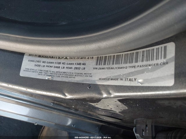 Aukcja sprzedaży 2018 Maserati Ghibli, vin: ZAM57XSA6J1304912, numer aukcji: 44384280