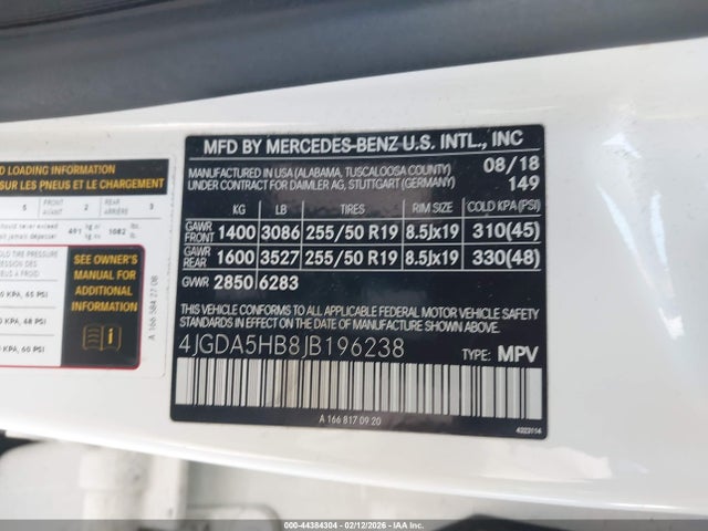 4JGDA5HB8JB196238 Mercedes-Benz Gle 350 4matic