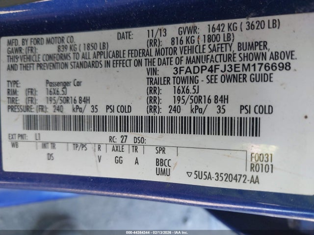 2014 FORD FIESTA 3FADP4FJ3EM176698 Photo 8