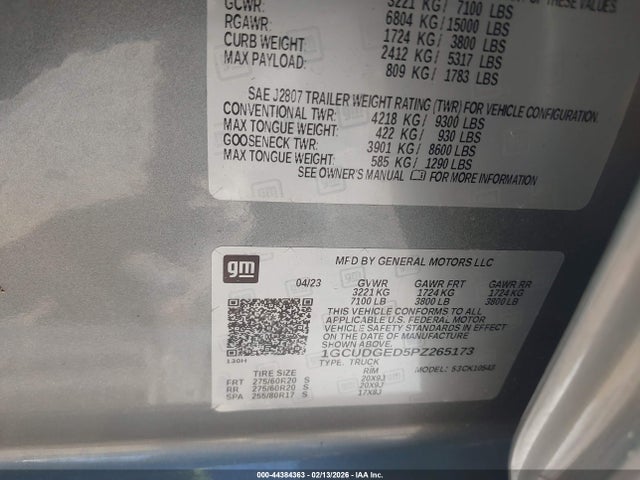 1GCUDGED5PZ265173 Chevrolet Silverado 1500 4wd Short Bed Ltz