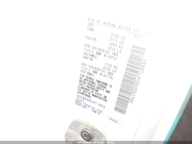 3N6CM0KN0HK718854 Nissan NV200 SV