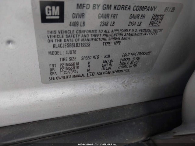 Aukcja sprzedaży 2020 Buick Encore Awd Preferred, vin: KL4CJESB6LB319928, numer aukcji: 44384402