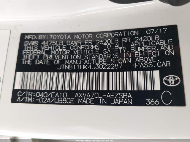 JTNB11HK4J3022287 Toyota CAMRY SE