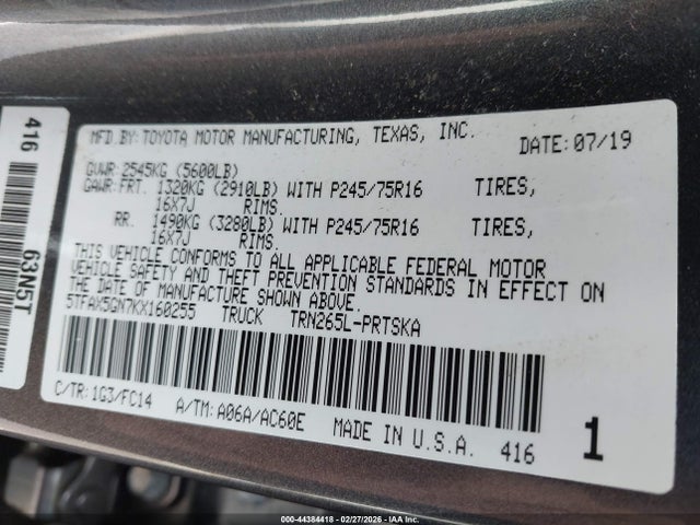 5TFAX5GN7KX160255 Toyota Tacoma Sr5