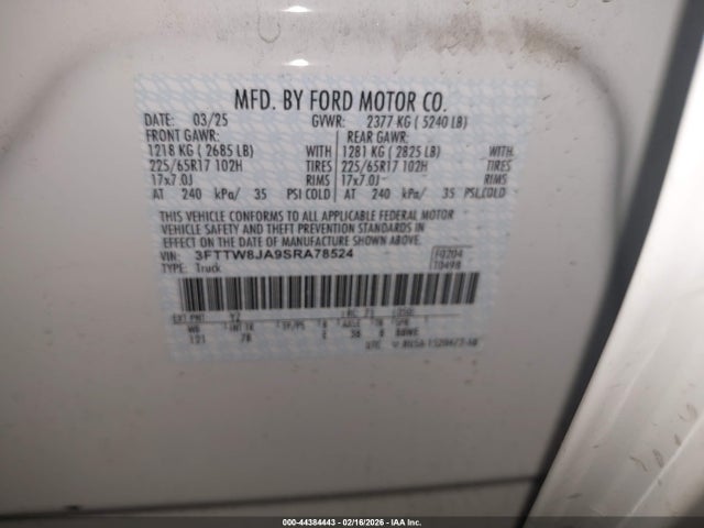 3FTTW8JA9SRA78524 Ford Maverick Xlt