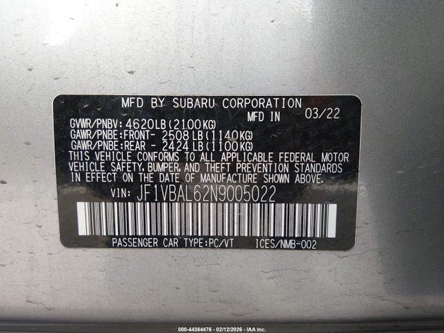 2022 SUBARU WRX JF1VBAL62N9005022 Photo 8