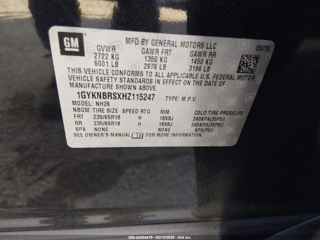 1GYKNBRSXHZ115247 Cadillac XT5 LUXURY