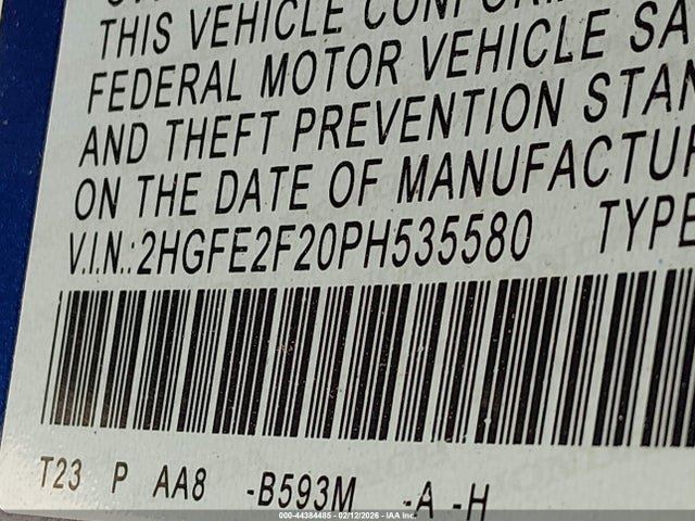 Honda Civic Lx 2023 2HGFE2F20PH535580 Image 9