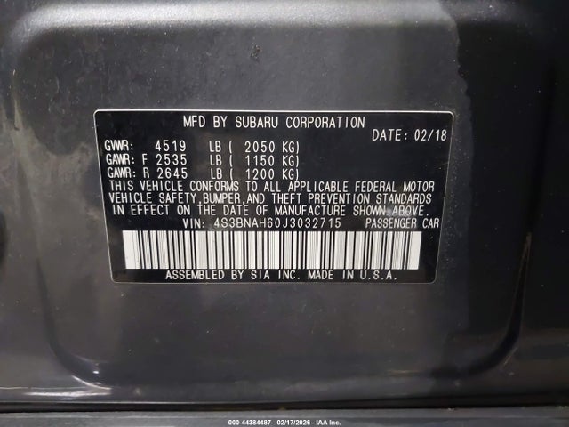 4S3BNAH60J3032715 Subaru Legacy 2.5i Premium