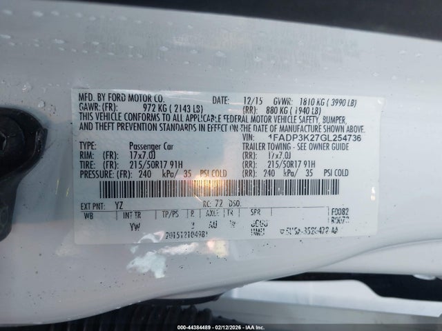 Ford FOCUS SE 2016 1FADP3K27GL254736 Image 9
