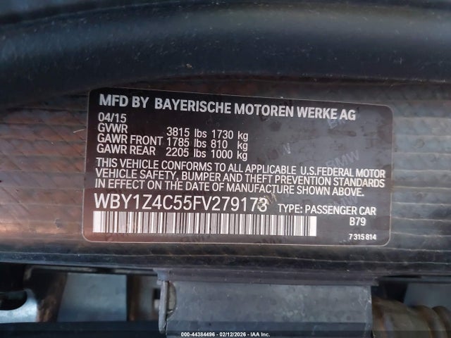 WBY1Z4C55FV279173 BMW I3 Base W/range Extender
