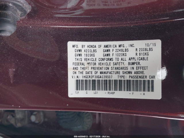 1HGCR2F3XGA039507 Honda ACCORD LX