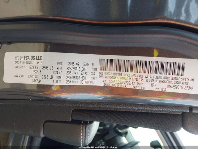 Jeep Cherokee Latitude Altitude 2015 1C4PJLCS5FW723147 Image 9