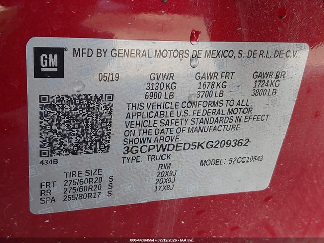 3GCPWDED5KG209362 Chevrolet Silverado 1500 Rst