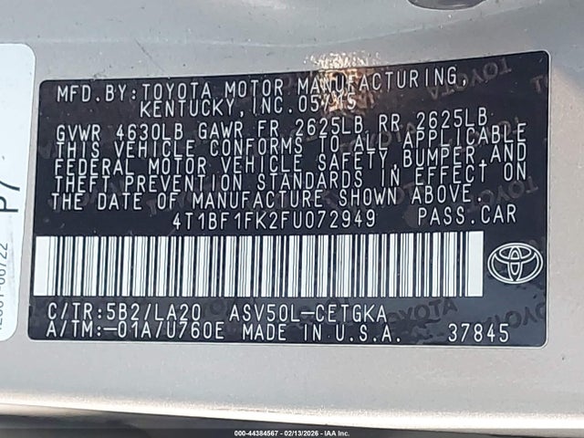 Toyota CAMRY XLE 2015 4T1BF1FK2FU072949 Image 9