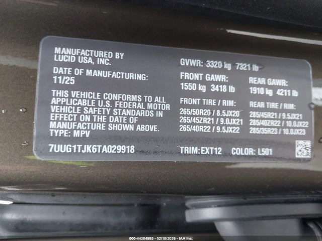 7UUG1TJK6TA029918 Lucid Gravity Touring