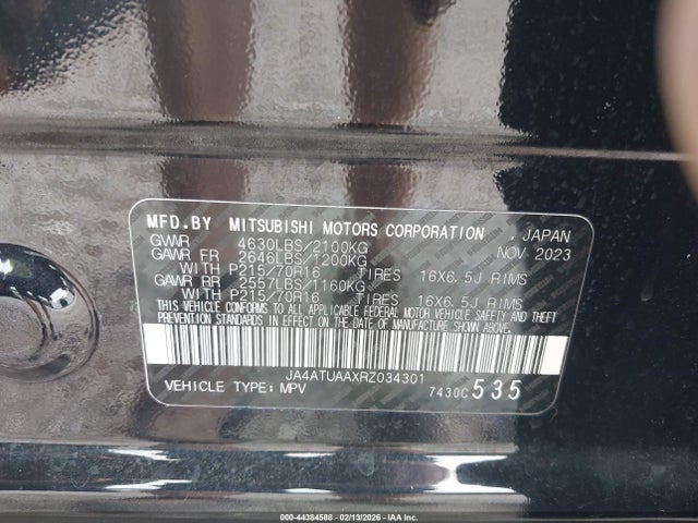 JA4ATUAAXRZ034301 Mitsubishi Eclipse Cross Es S-awc