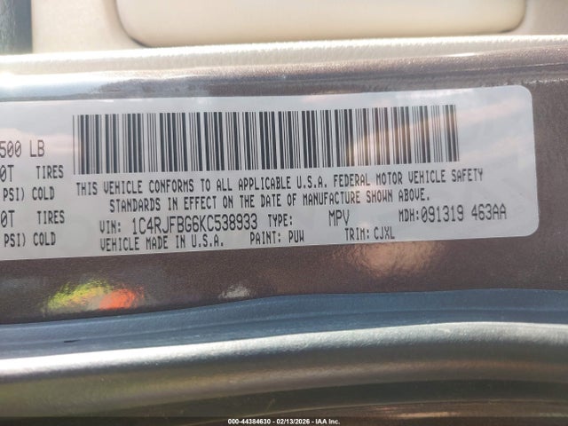 2019 JEEP GRAND CHEROKEE 1C4RJFBG6KC538933 Photo 8