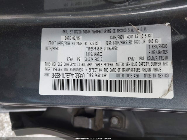 3MZBM1U75FM193940 Mazda Mazda3 I Sport