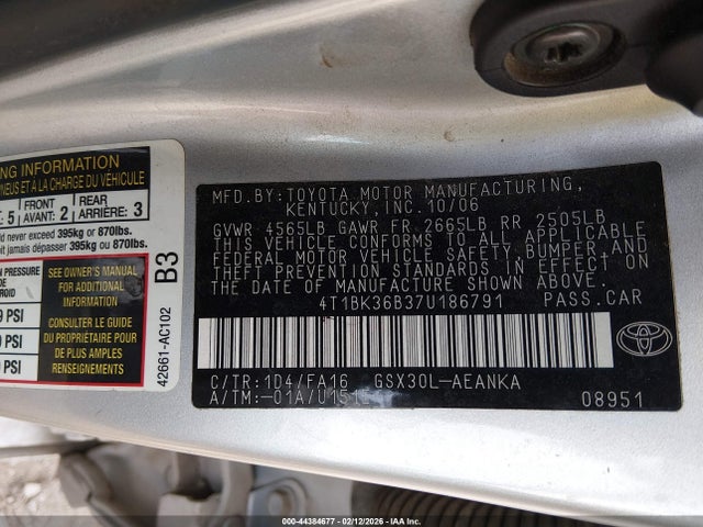 2007 TOYOTA AVALON 4T1BK36B37U186791 Photo 8