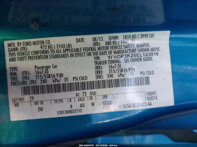 1FADP3K25EL123916 Ford FOCUS SE