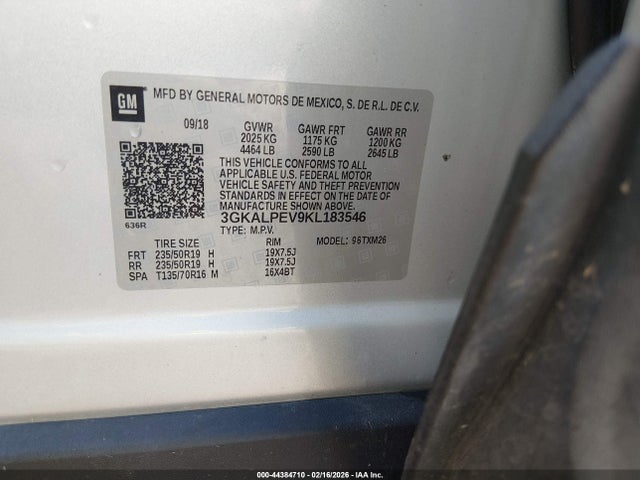 Продаж на аукціоні авто 2019 Gmc Terrain Slt, vin: 3GKALPEV9KL183546, номер лоту: 44384710