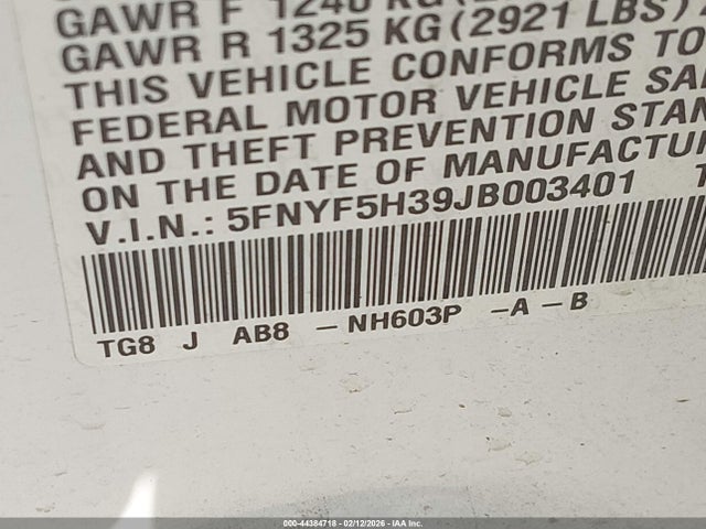 Honda Pilot Ex 2018 5FNYF5H39JB003401 Image 9