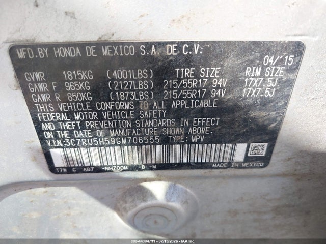 2016 HONDA HR-V 3CZRU5H59GM706555 Photo 8