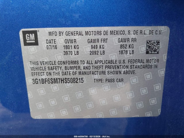 3G1BF6SM7HS508215 Chevrolet Cruze Premier Auto