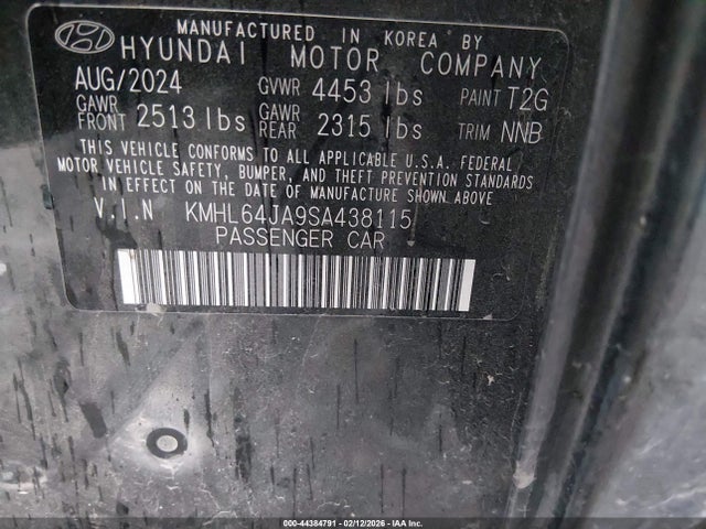 Aukcja sprzedaży 2025 Hyundai Sonata Sel, vin: KMHL64JA9SA438115, numer aukcji: 44384791