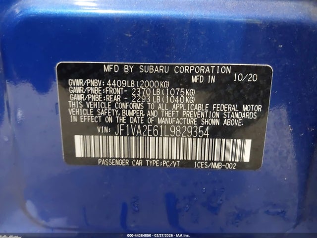 2020 SUBARU WRX STI JF1VA2E61L9829354 Photo 8