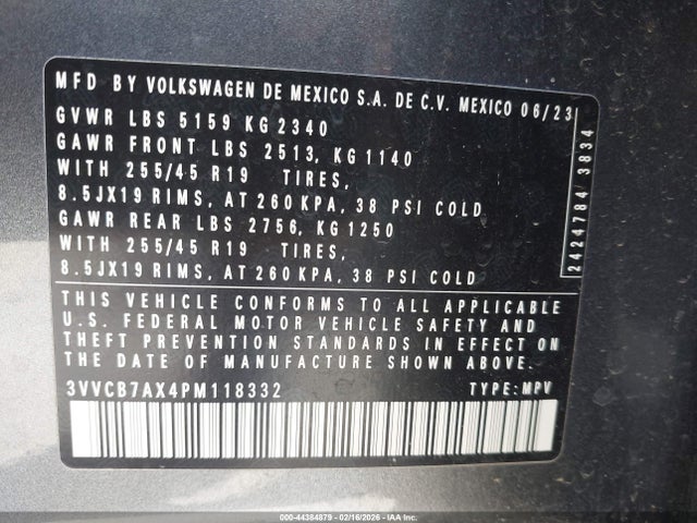Продаж на аукціоні авто 2023 Volkswagen Tiguan 2.0t Se R-line Black, vin: 3VVCB7AX4PM118332, номер лоту: 44384879