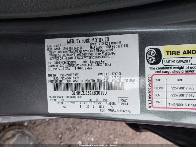 2012 LINCOLN MKZ 3LNHL2JC6CR830190 Photo 8