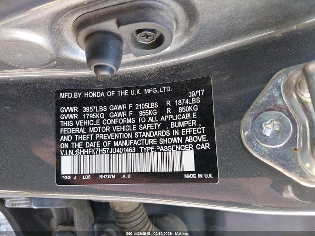 SHHFK7H57JU401463 Honda CIVIC EX