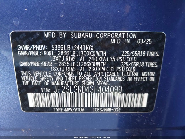 Subaru Forester Limited Hybrid 2025 JF2SLSRD4SH404099 Image 9
