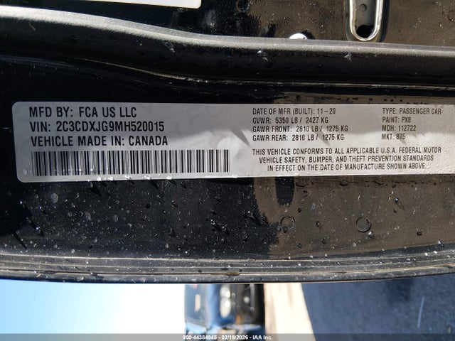 2C3CDXJG9MH520015 Dodge Charger Sxt Awd