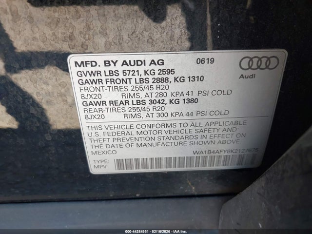 2019 AUDI SQ5 WA1B4AFY6K2127675 Photo 8
