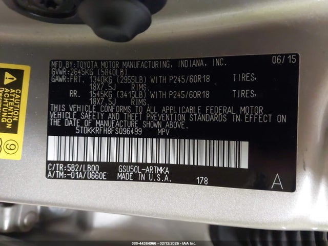 5TDKKRFH8FS096499 Toyota Highlander Xle V6