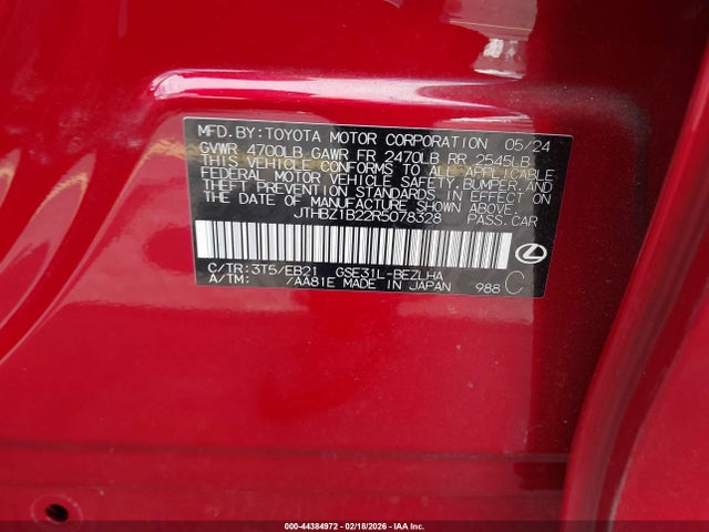 Aukcja sprzedaży 2024 Lexus Is 350 F Sport Design, vin: JTHBZ1B22R5078328, numer aukcji: 44384972