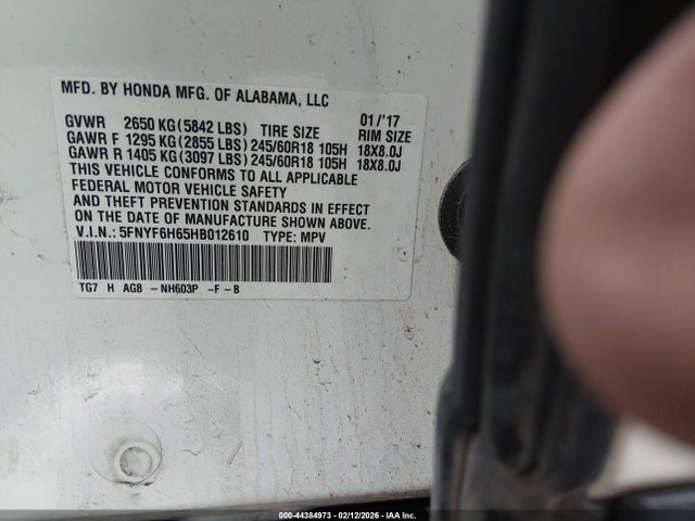 Honda Pilot Ex-l 2017 5FNYF6H65HB012610 Image 9