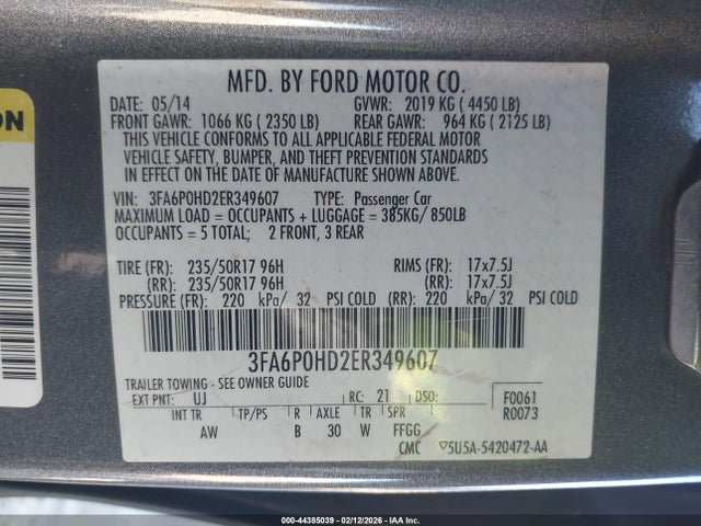 2014 FORD FUSION 3FA6P0HD2ER349607 Photo 8